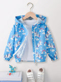 Young Girls Unicorn Print Zip Up Hooded Jacket Without Tee