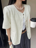 Solid Button Front Short Sleeve Jacket