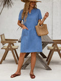 Dual Pocket Split Hem Denim Dress