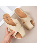 Women's Summer New Korean Hollow Design Simple Solid Color Niche Goddess Slip-On Sandals