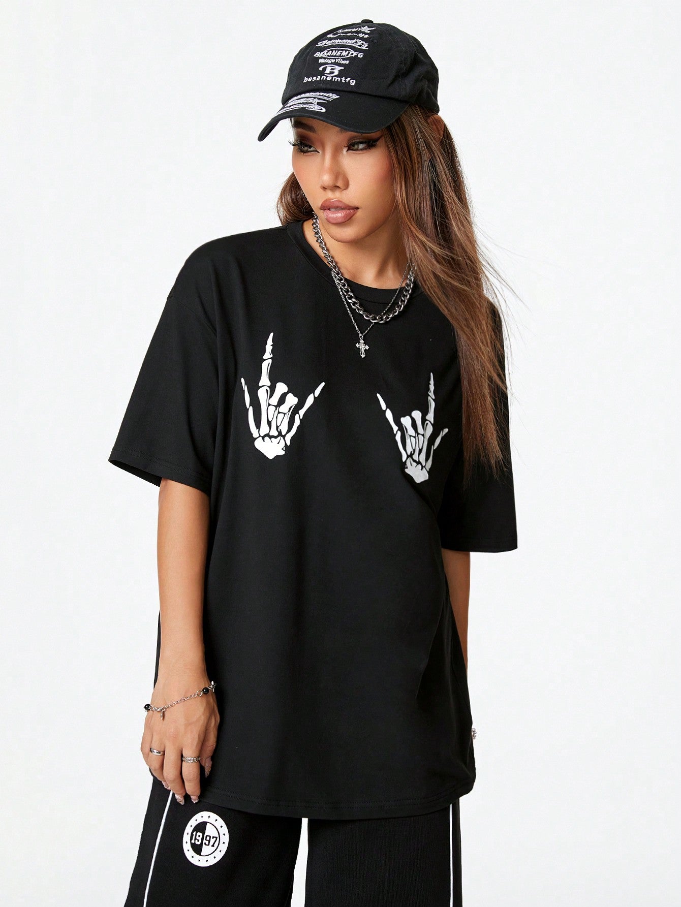 Coolane Women's Streetwear Sportswear Blockcore Sport Graphics Cool And Casual Hip-Hop Oversized Drop Shoulder Portrait Graphic T-Shirt NEVER FORGET WHY YOU BEGAN STAY FOCUSED