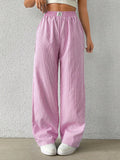 Striped Print Wide Leg Pants