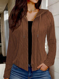 Solid Zip Up Drawstring Hooded Coat