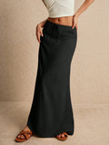 Frenchy Women's Floor-Length Skirt, Adjustable Waist Tie, Cute Style, Low Waist