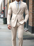 Men's Plus Size Casual Solid Color Jacket And Trousers Suit