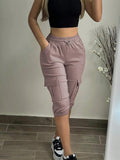 Drawstring Waist Flap Pocket Cargo Pants