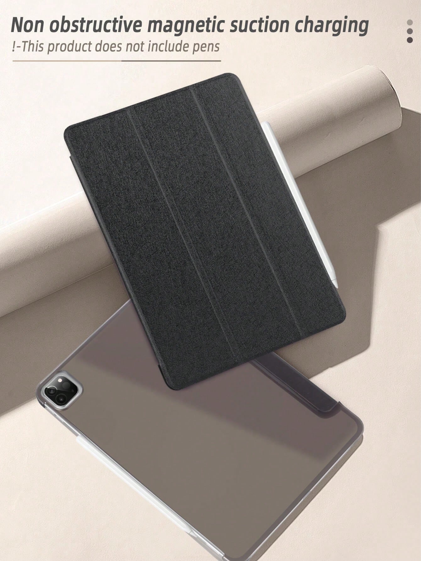 One Black Silk-Texture Smart Cover For Sleep/Wake Function, Simple & Casual Folding Case For IPad Mini 4/5/6/9.7/10.2/10.5/Air 4/Air 5/10th/10.9/Pro 11''/Air 11'' (M2)/Pro 11'' (M4)/2024
