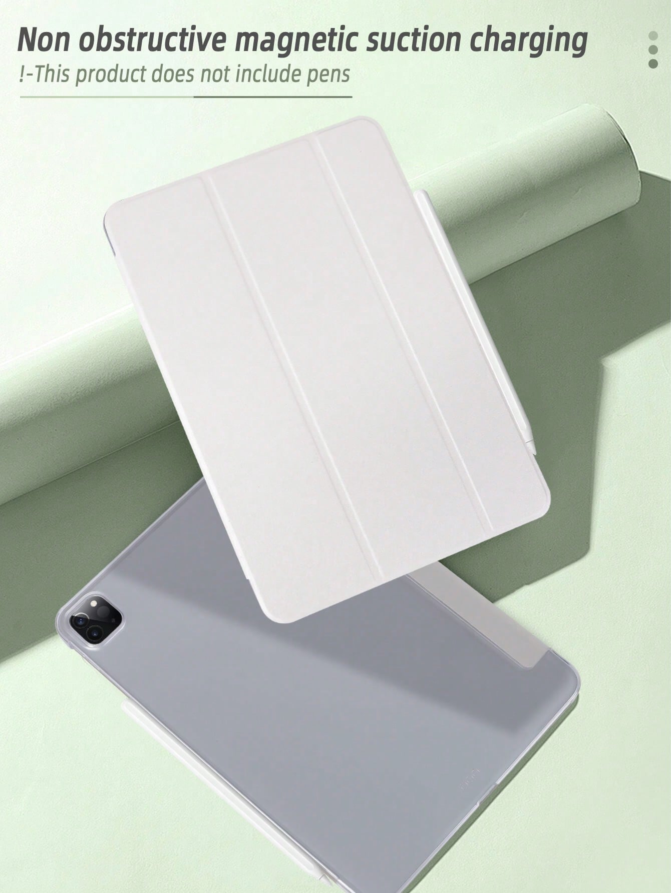 One Silk Pattern Foldable White Tablet Case For Sleep/Wake Function, Minimalist & Casual, Compatible With IPad Mini 4/5/6/9.7/10.2/10.5/Air 4/Air 5/10th/10.9/Pro 11 Inch/Air 11 (M2)/Pro 11 (M4)/2024