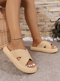 Unisex Spring/Summer Style, Anti-Slip Waterproof Lightweight Durable Soft & Comfortable, Outdoor/Indoor Slipper For Bathroom/Beach. Open-Toe Crossed Strap Slide-On Sandals