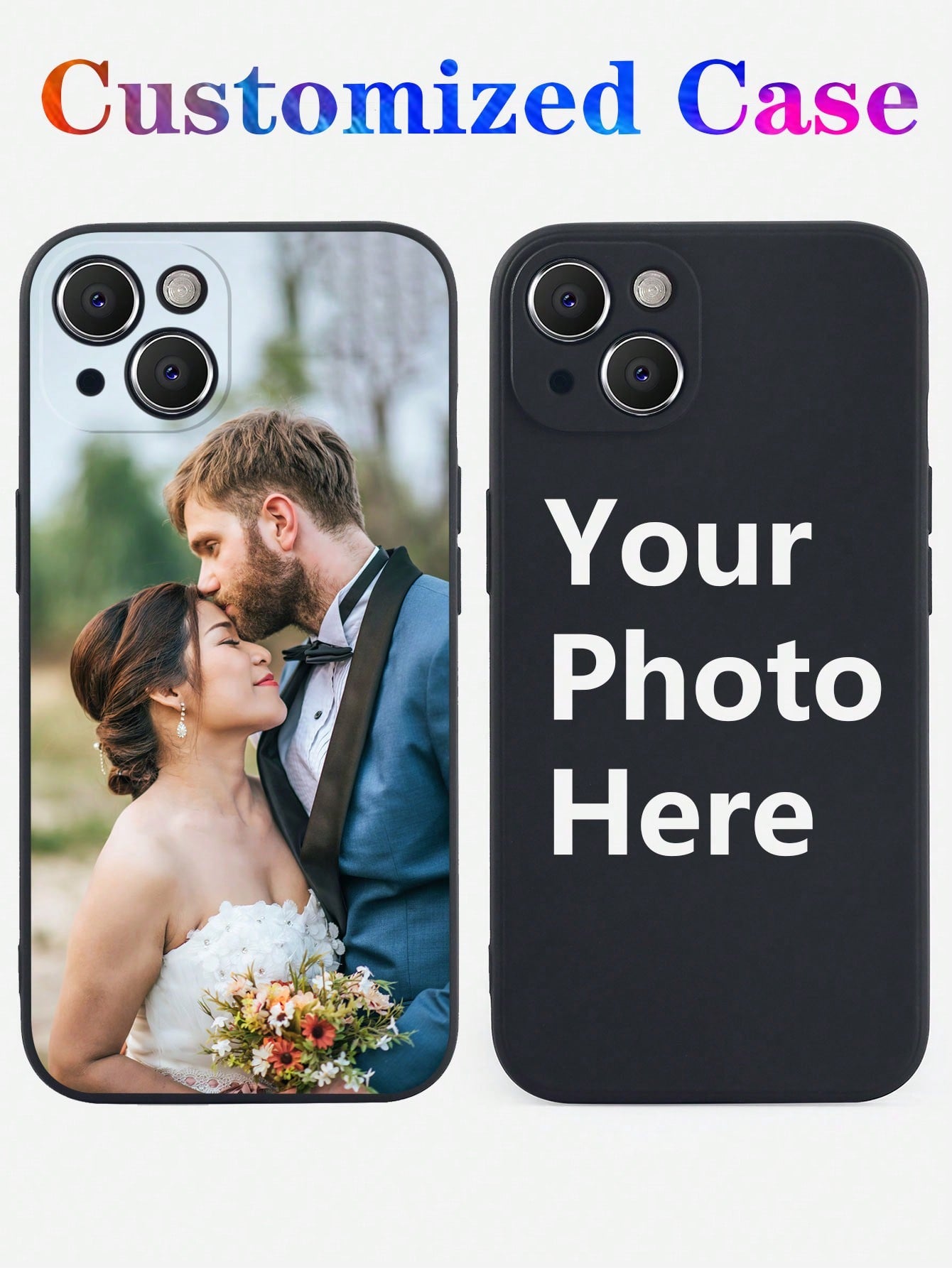 Custom Wedding Commemoration Photo Matte Black Soft Full Coverage Phone Case Protective Cover, Compatible With Samsung A14/A52s/IPhone XR 11 13