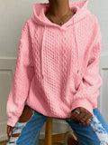 New European And American Women's Fashionable Regular Long Sleeve Sweatshirt With Twisted Knit And Pockets