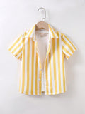 Summer New Striped Digital Printed Short Sleeve Shirt For Boys, Kids