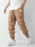 Spring/Summer/Autumn Season Tween Boys' Casual And Fashionable Drawstring Cargo Pants, Perfect For School Season