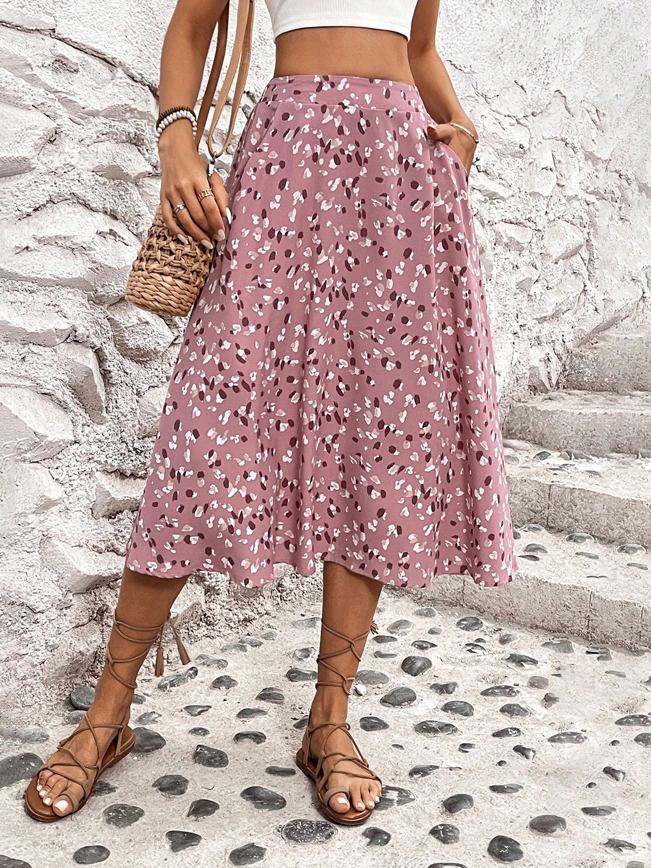 Frenchy Women's Random Printed Simple Daily Wear Skirt