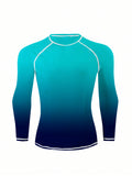 Men Ombre Top-Stitching Swimsuit