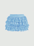 Summer  Women Coquette Balletcore  Sweet Bow Mesh Contrast Lace Ruffle Trim Low Waist  Micro Mini Shorts Summer Shorts Beach Holiday