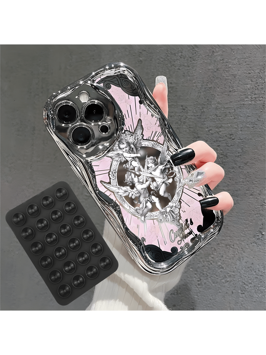 One Silver Electroplated Embossed Shockproof Phone Case For IPhone7/8/11/12/13/14/15/X/XR/Xs/Plus/Pro/Pro Max/SE2