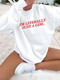 Fleece Pullover Hoodie With Red Slogan And White Fleece Sweatshirt, Winter