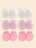 6 Pairs Solid Color Newborn Baby Gloves, Unisex Anti-Scratch Face Four Seasons General Mother And Baby Supplies