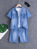 Streecool Kids Boys' (Big) New Arrival Casual Fashionable Washed Denim Suit