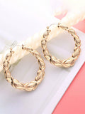 2pcs Exaggerated XOXO Design Big Hoop Earrings, Fashion Hollow Bamboo Shape Gold Tone Earring