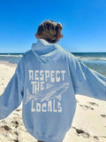 Shark & Letter Graphic Drop Shoulder Drawstring Hoodie