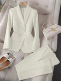 Apricot Long Sleeve Lapel Lady Suit Set