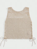 Vacaylife Men's Solid Color Simple Style Knitted Sleeveless Vest For Everyday Wear