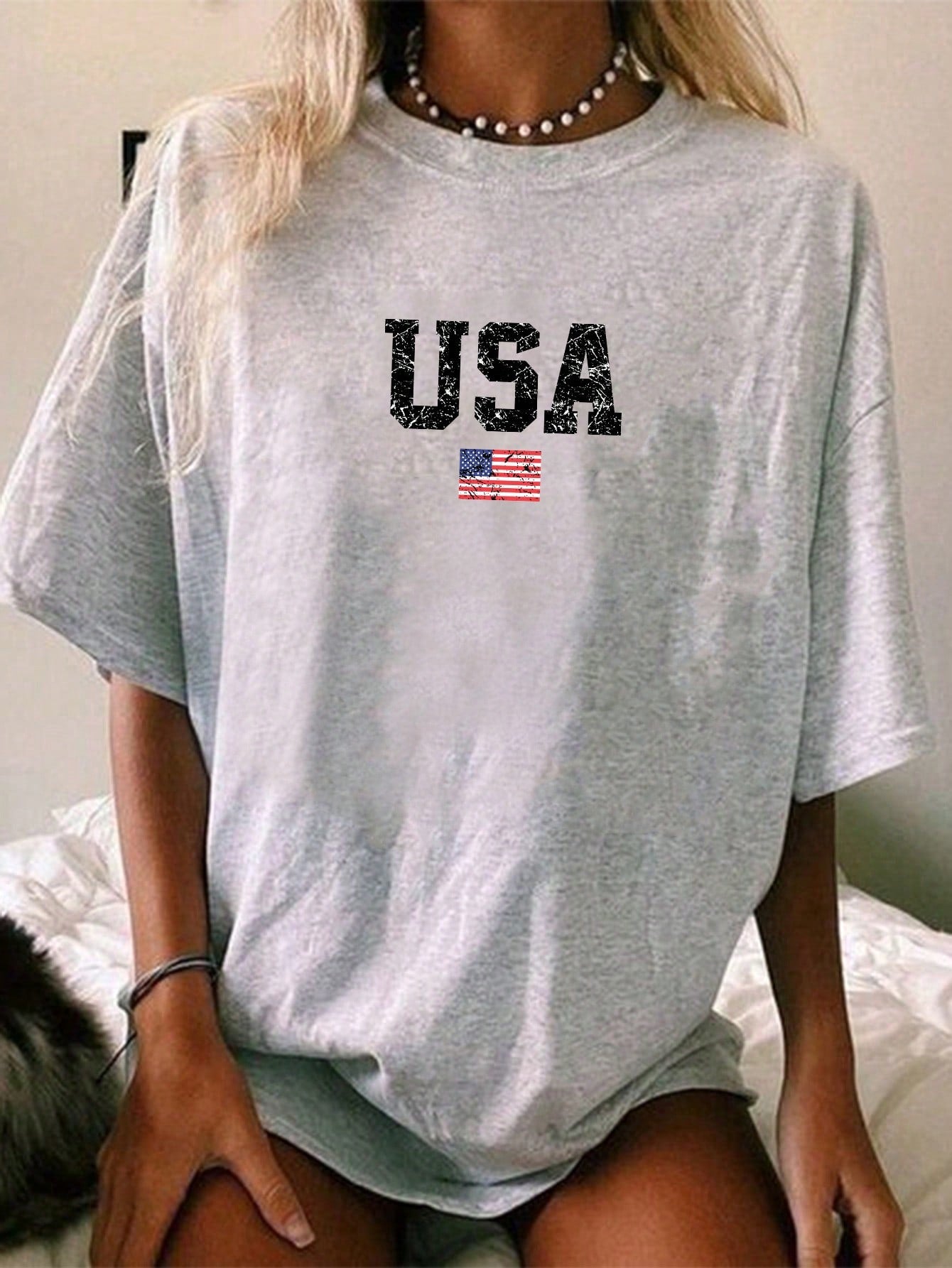 Plus Oversized Short Sleeve T-Shirt, Casual Simple Design With Round Neck, Loose Fit, Suitable For Summer GREAT WHITE SHARK