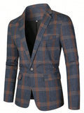 Men Plaid Single Button Blazer