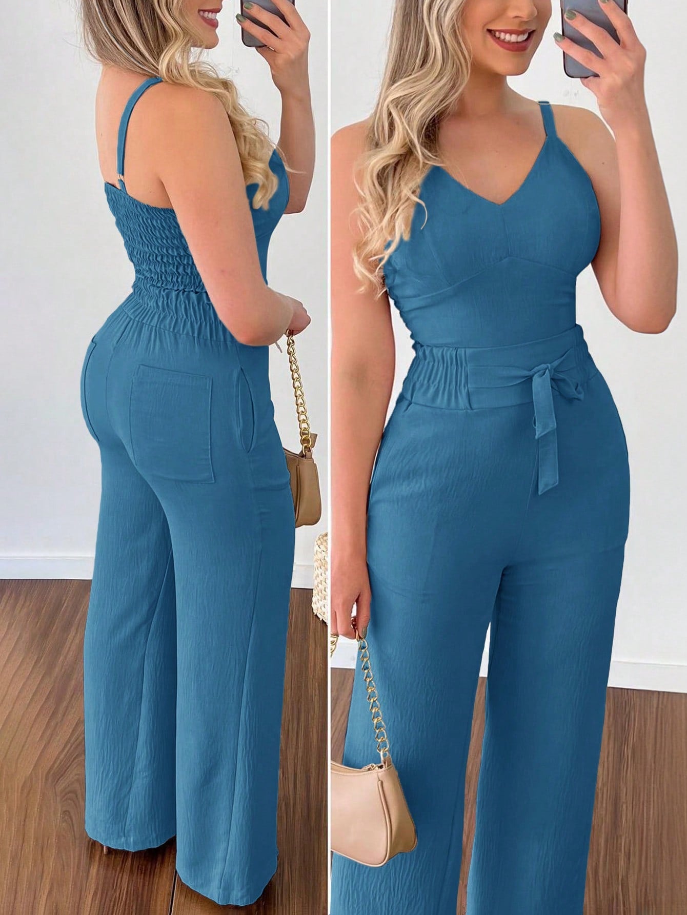 Solid Cami Top & Wide Leg Pants