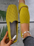 Women's Knitted Flat Shoes, Solid Color Breathable Knit Flats, Elegant Square Toe Dress Shoes, Lightweight Slip-On Loafers