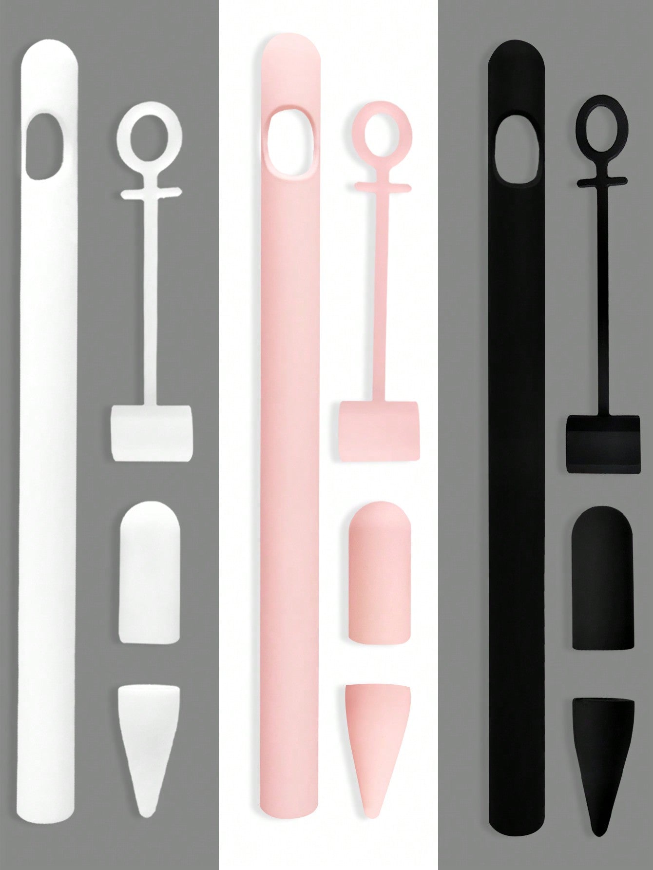 Apple Pencil 1 Capacitive Pen Multifunctional Silicone Protective 4-Piece Set 1pc (With 2 Pen Covers + Anti-Loss Silicone Protective Rope)