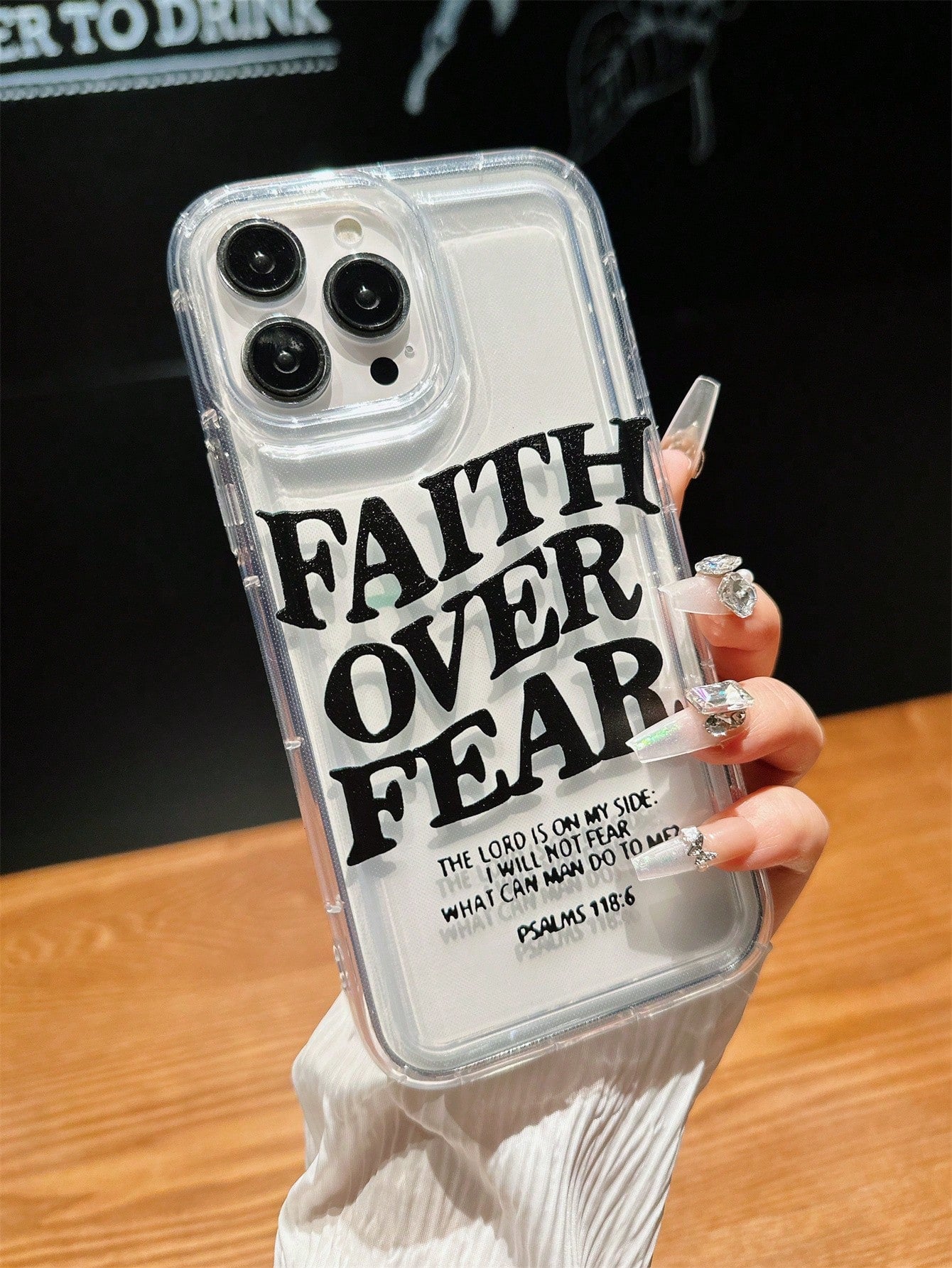 One Precision Cutout Phone Case With Straight Letter Print, Compatible With IPhone 15 Pro Max/14 Plus/13 Pro Max/12/11/7G/7P/IX/XR/XS Max