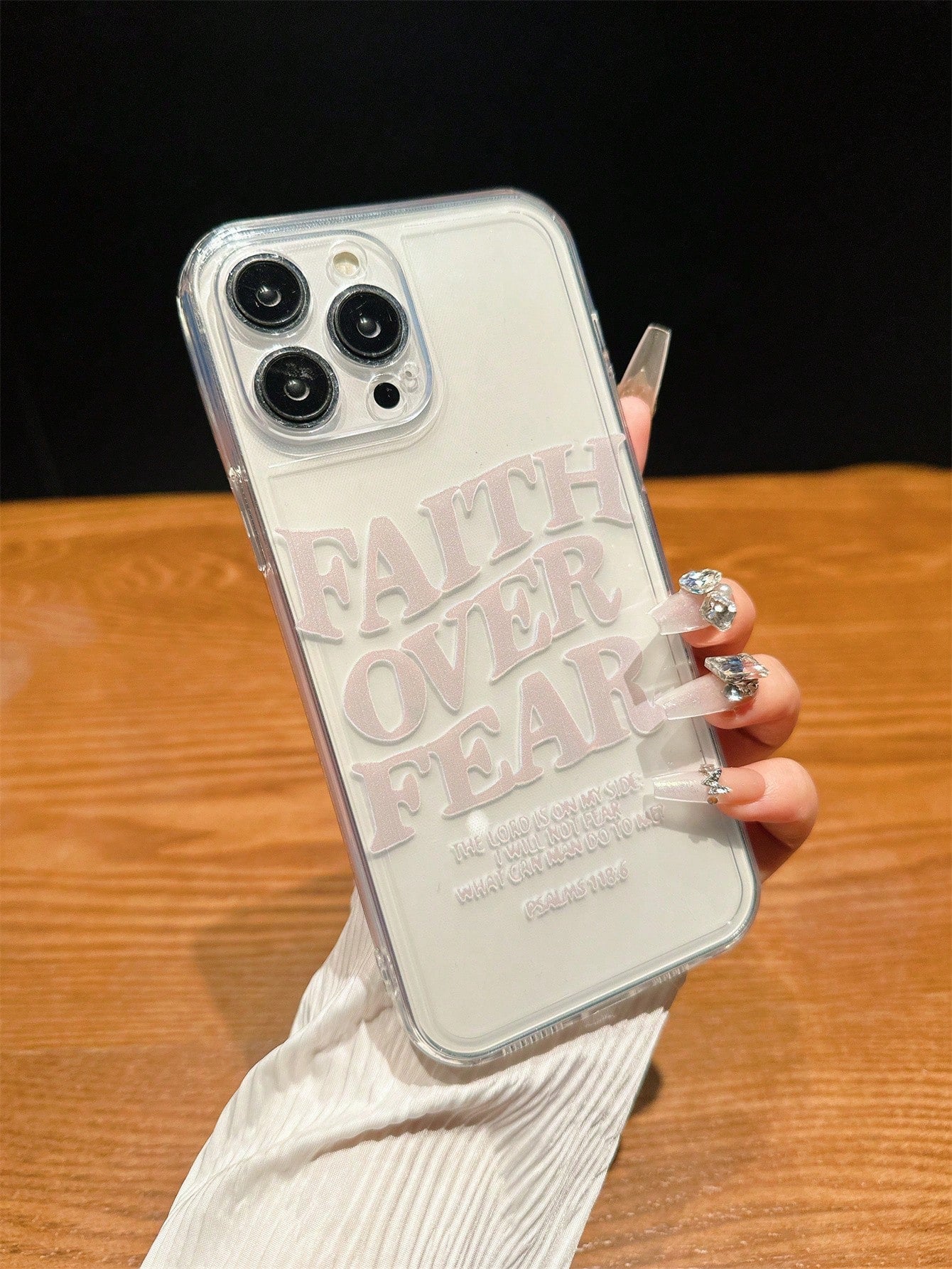 One Precision Cutout Phone Case With Straight Letter Print, Compatible With IPhone 15 Pro Max/14 Plus/13 Pro Max/12/11/7G/7P/IX/XR/XS Max