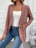 Women's Spring & Autumn Long Sleeve Ribbed Open Front Casual Regular Jacket