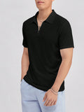 Teen Boys' Casual Half-Zip Short Sleeve Polo Shirt With Metal Zipper, Versatile