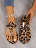 2024 New Summer Leopard Print Flat Clip Toe Women's Slippers