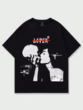 Men's Plus Size Summer Casual Round Neck Short Sleeve T-Shirt With Slogan And Character Prints