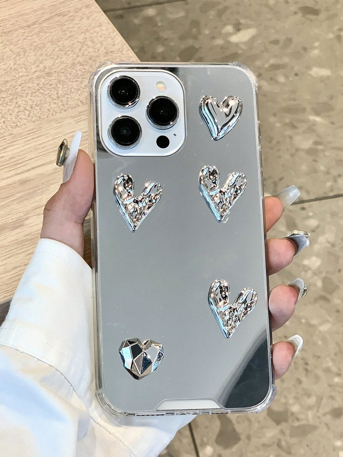 Electroplated 3D Transparent Mirror Heart-Shaped Phone Case For IPhone