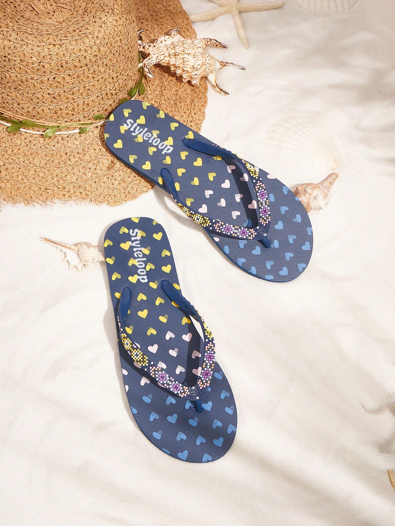 Styleloop Women's Blue Flip Flops Vacation Shoes Summer Sale  Boho Feels Vintage Cottagecore Frenchy Shoes Halloween