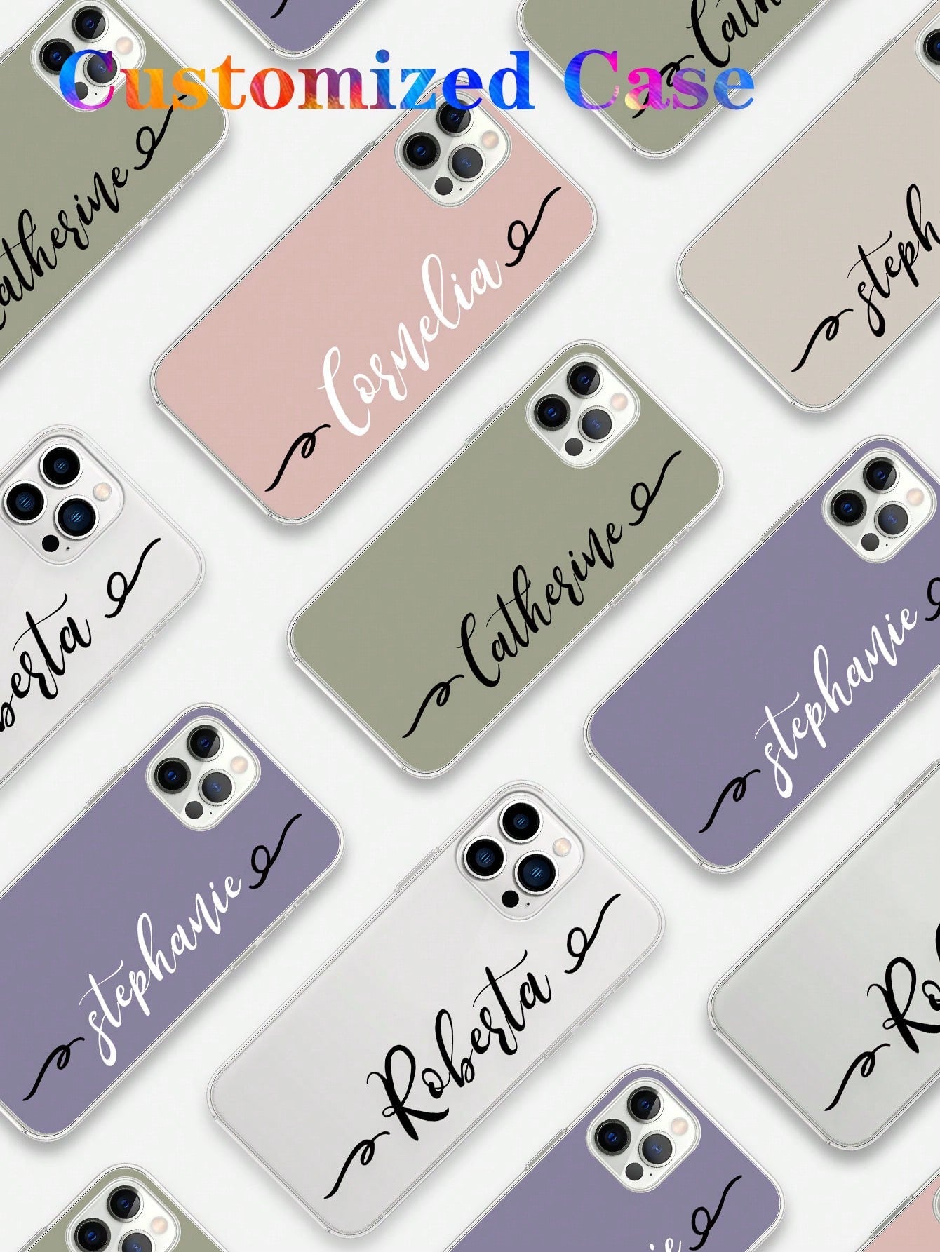 Customized Name Alphabet Phone Case, Multi-Color Protective TPU Transparent Soft Shell Full Coverage Anti-Drop, Compatible With IPhone 11/13/14/15 Pro Max