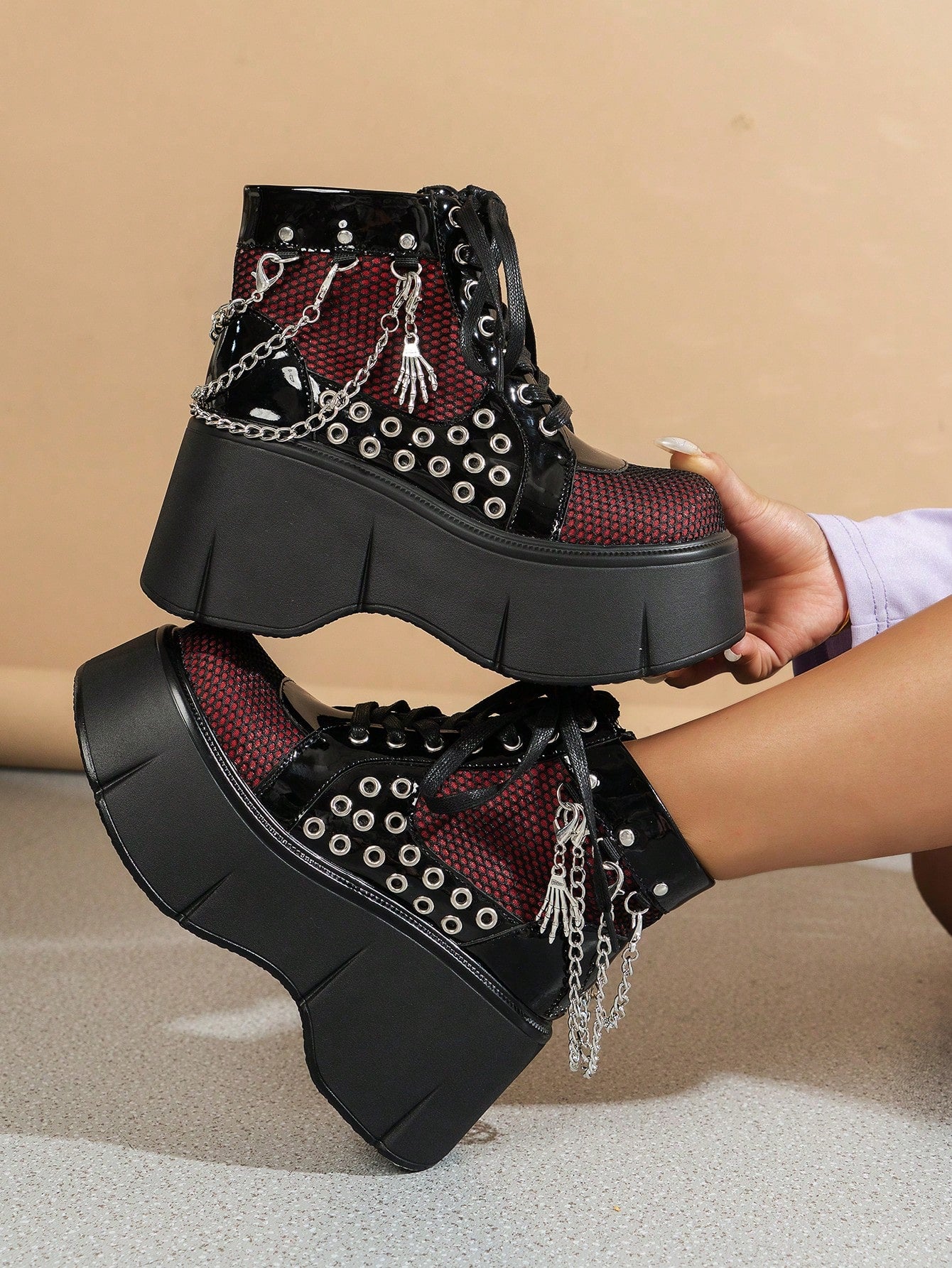 Skull Chain Women's Platform Thick Heel Fashion Boots