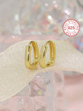 1pair Low-Allergy 925 Silver U-Shaped Hoop Earrings, Gift Boxed With Blessing Card. Ideal Gift For Young Women And Friends' Birthday