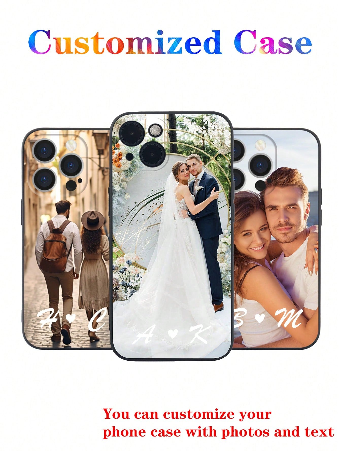 Customized Personalized Scenery Theme Parent-Child Wedding Photography Picture Text Phone Case Protective Cover For Samsung A13/A52s/IPhone XR/12/14