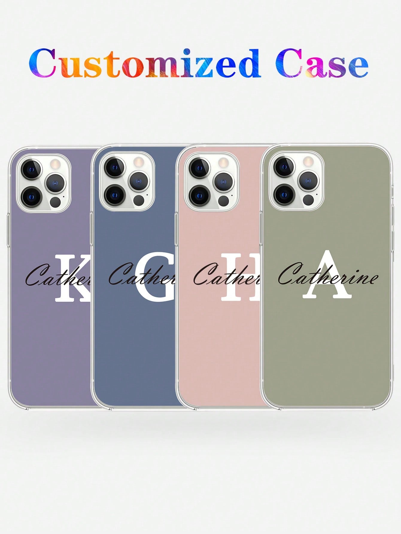 Customized Fashionable Colorful Transparent Full Coverage Phone Case Protective Cover For IPhone 11/13/14/15 Pro Max With Various Letter Names