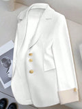 Frenchy Contrast Color Turn-Down Collar Pleated Sleeve Slim-Fit Commuter Casual Summer Blazer Outwear