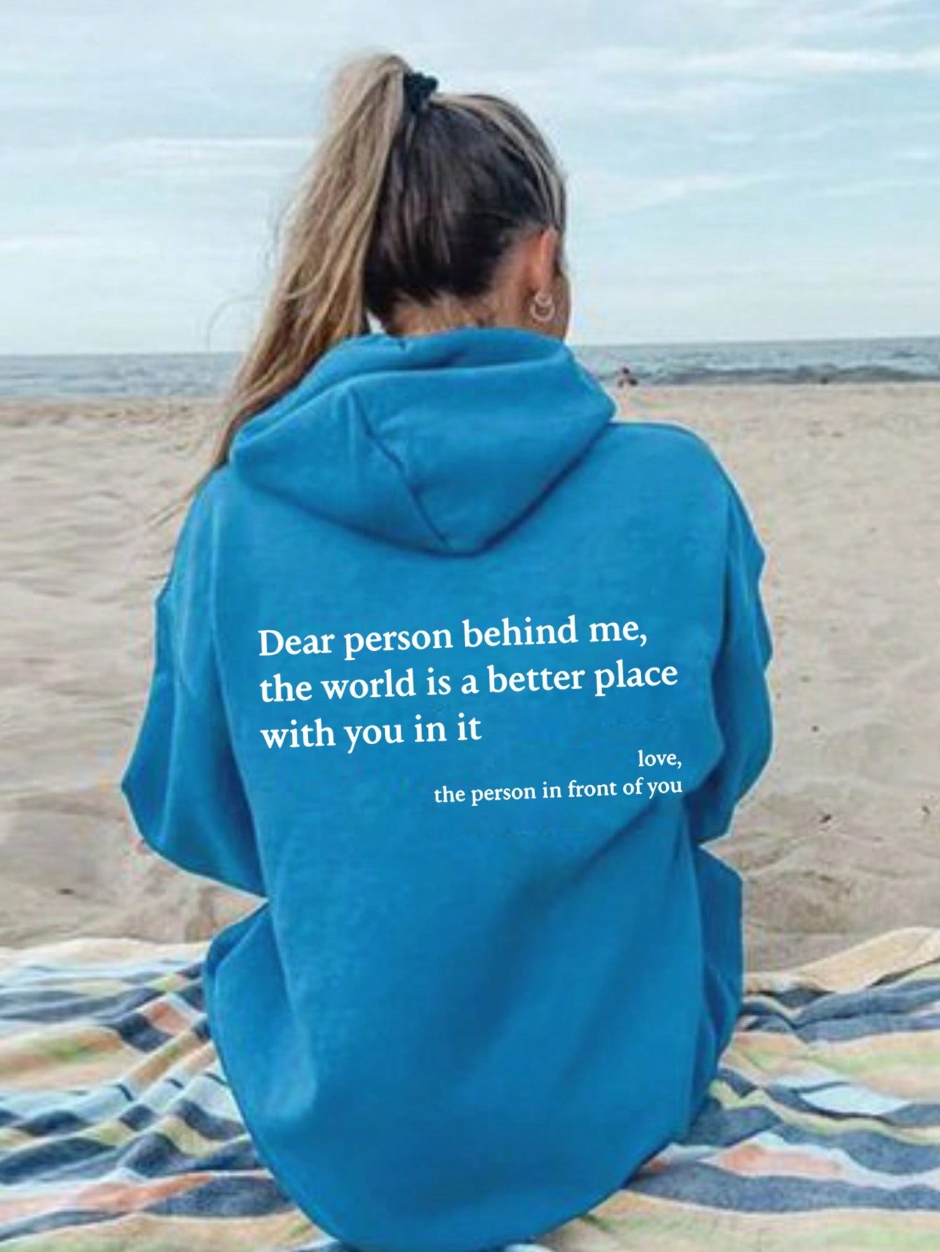 Slogan Graphic Drop Shoulder Hoodie Sweatshirt