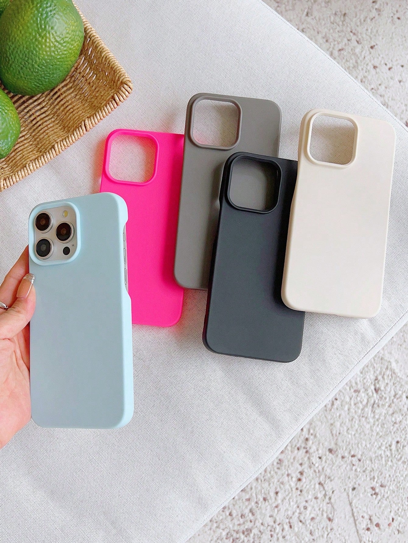 Pink 5pcs Solid Phone Case Compatible With IPhone 15/15 Pro/15Plus/15ProMax