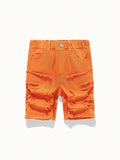 Streecool Kids Handsome Boy Gradient Color Personality Embroidered Fashion Cow Print Denim Shorts.